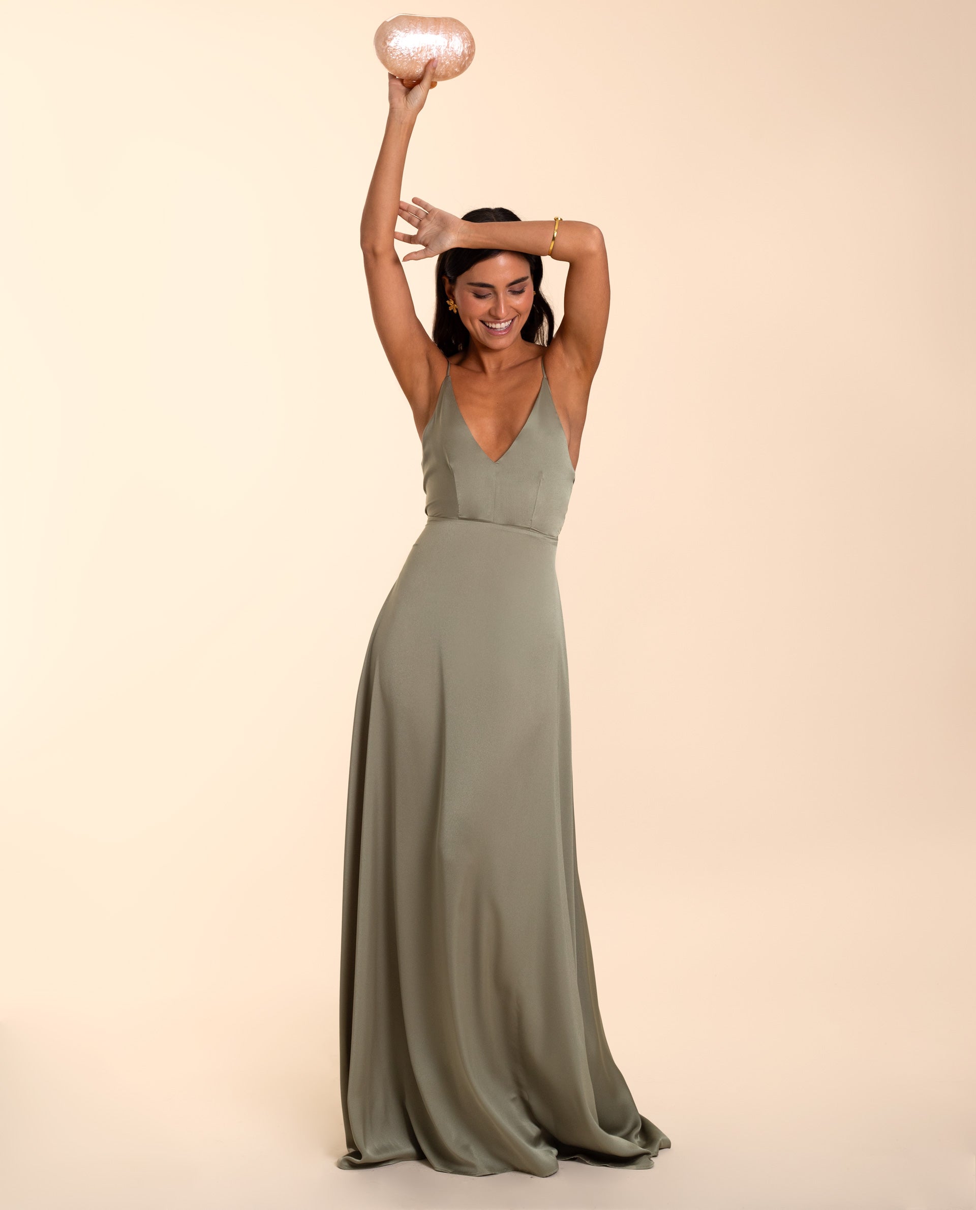 Long Strapless Dress with Bare Backs