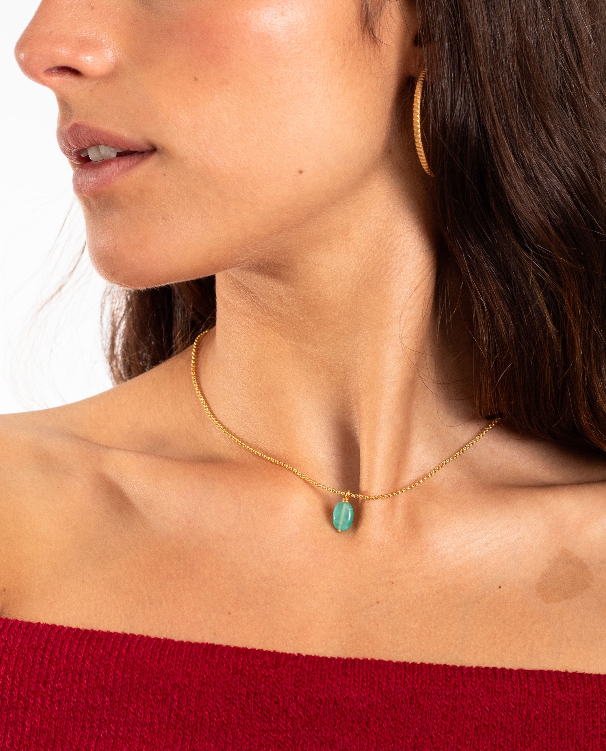 COLLAR SINGLE TURQUOISE · BAÑO ORO