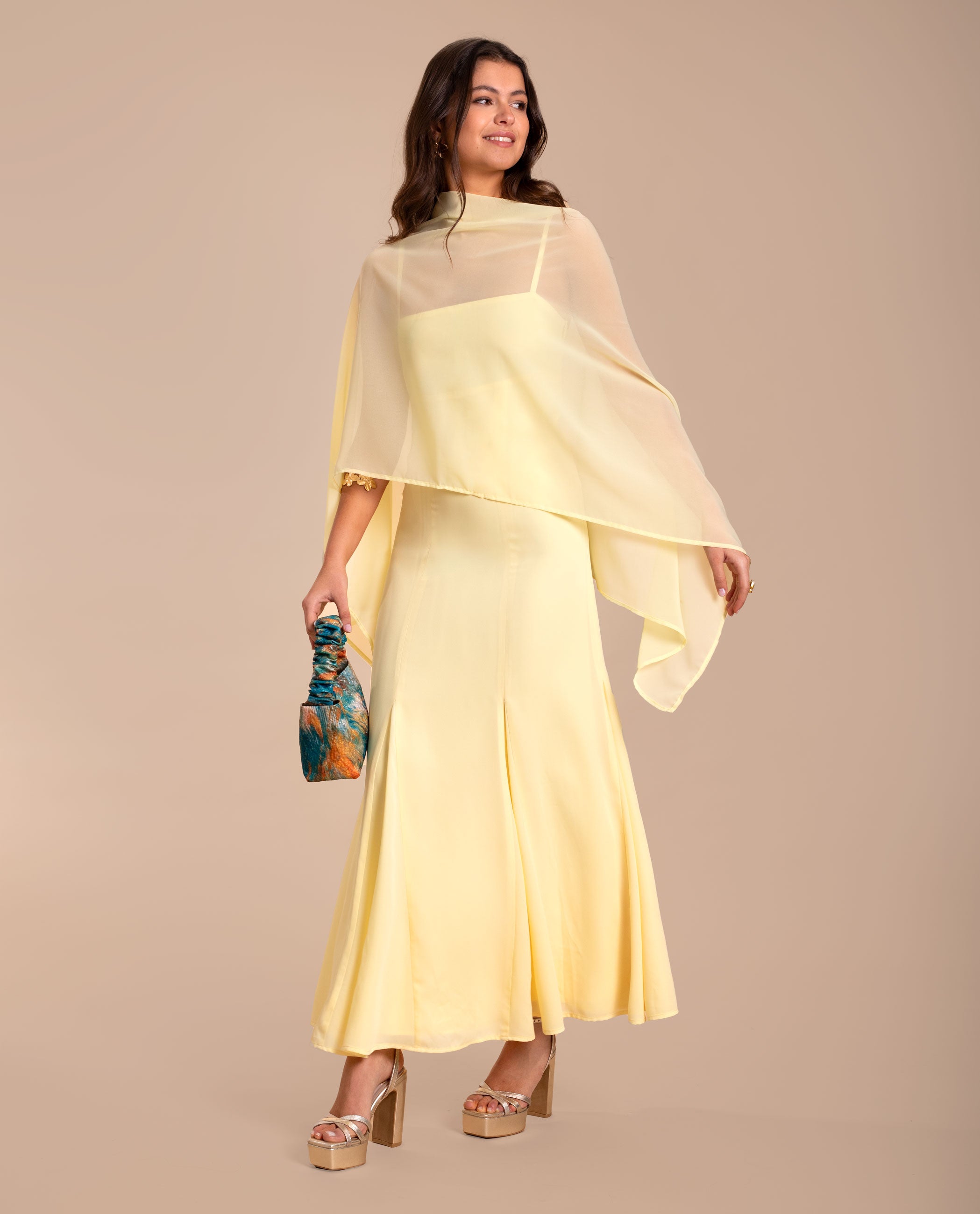 CHIFFON CAPE - YELLOW