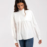 Blusa Blanca Manga Larga con Cuello Alto | THE-ARE