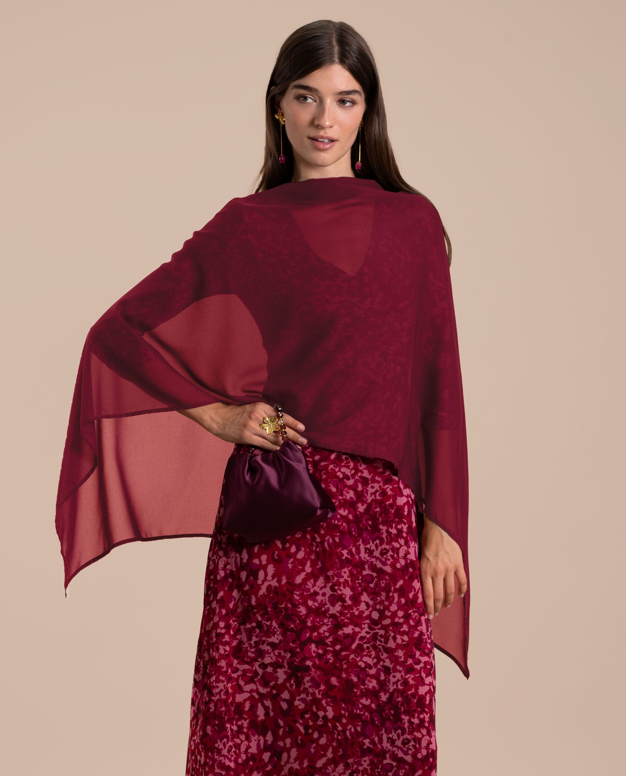 Gauze cape · burgundy