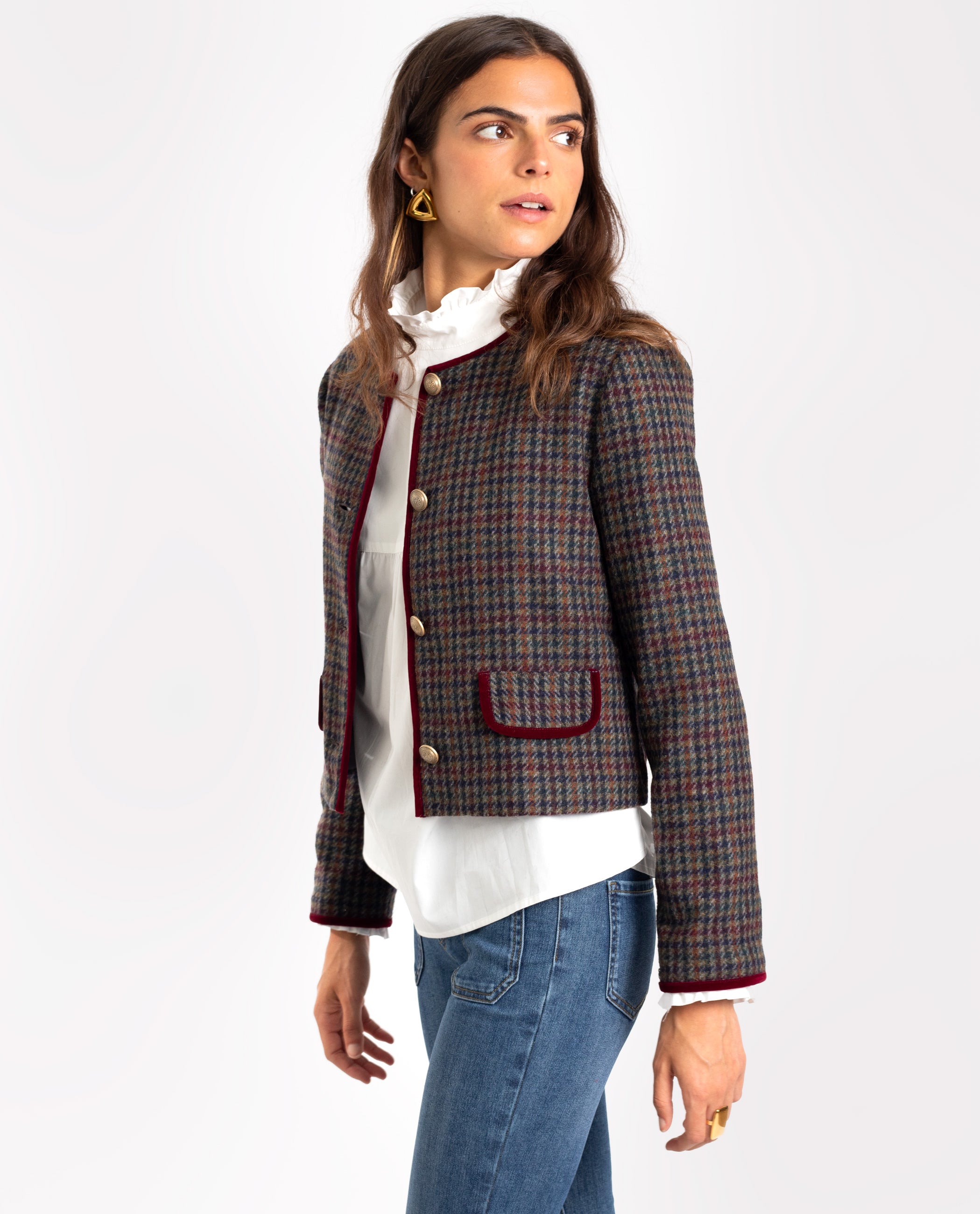 Chaqueta de Cuadros para Mujer Estilo Clásico | THE-ARE