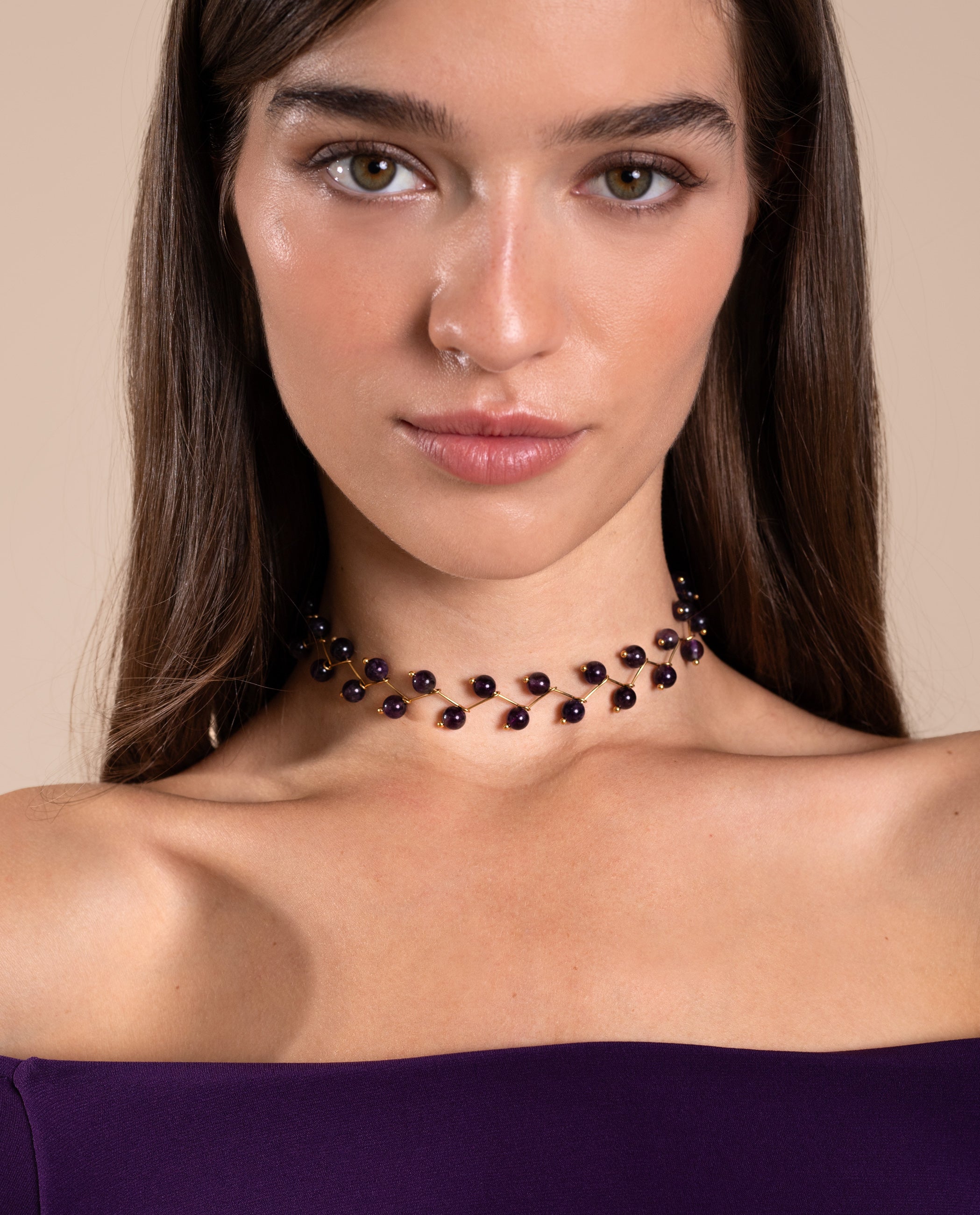 Collier Zigy Amethyst · Acier de salle de bain en or