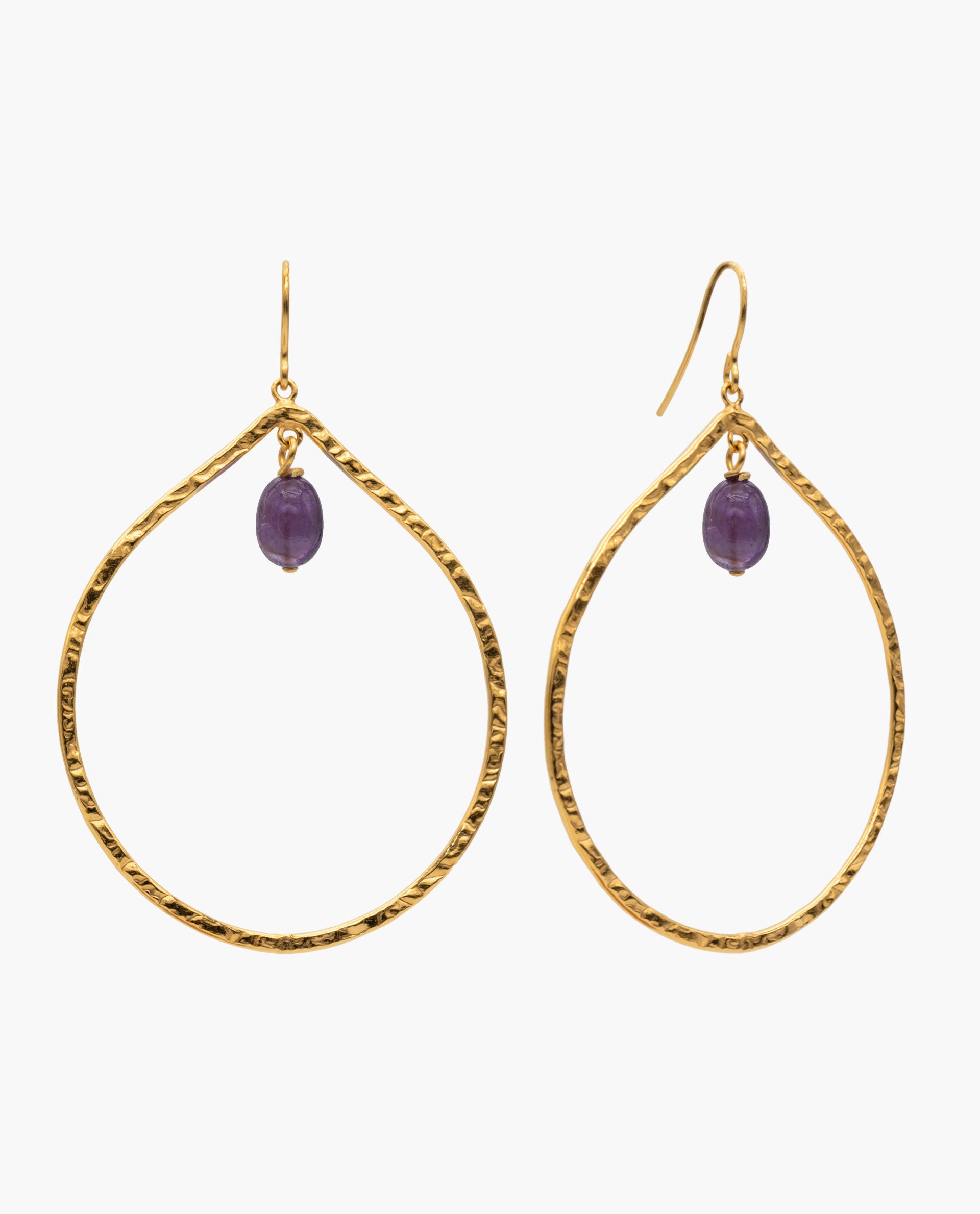 TEAR AMETHYST EARRINGS - GOLD PLATED