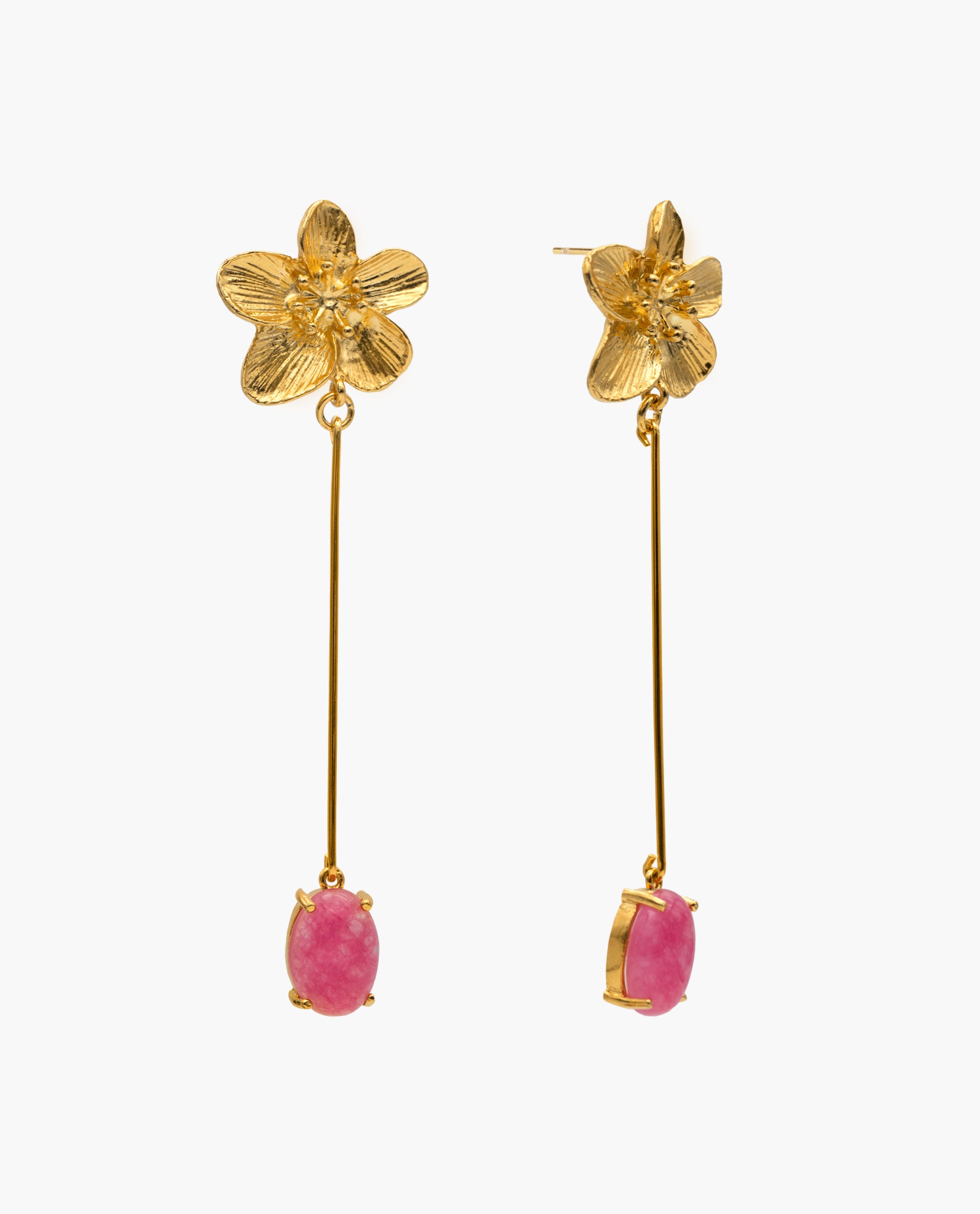 PENDIENTES DAISY DANGLE PINK · BAÑO ORO