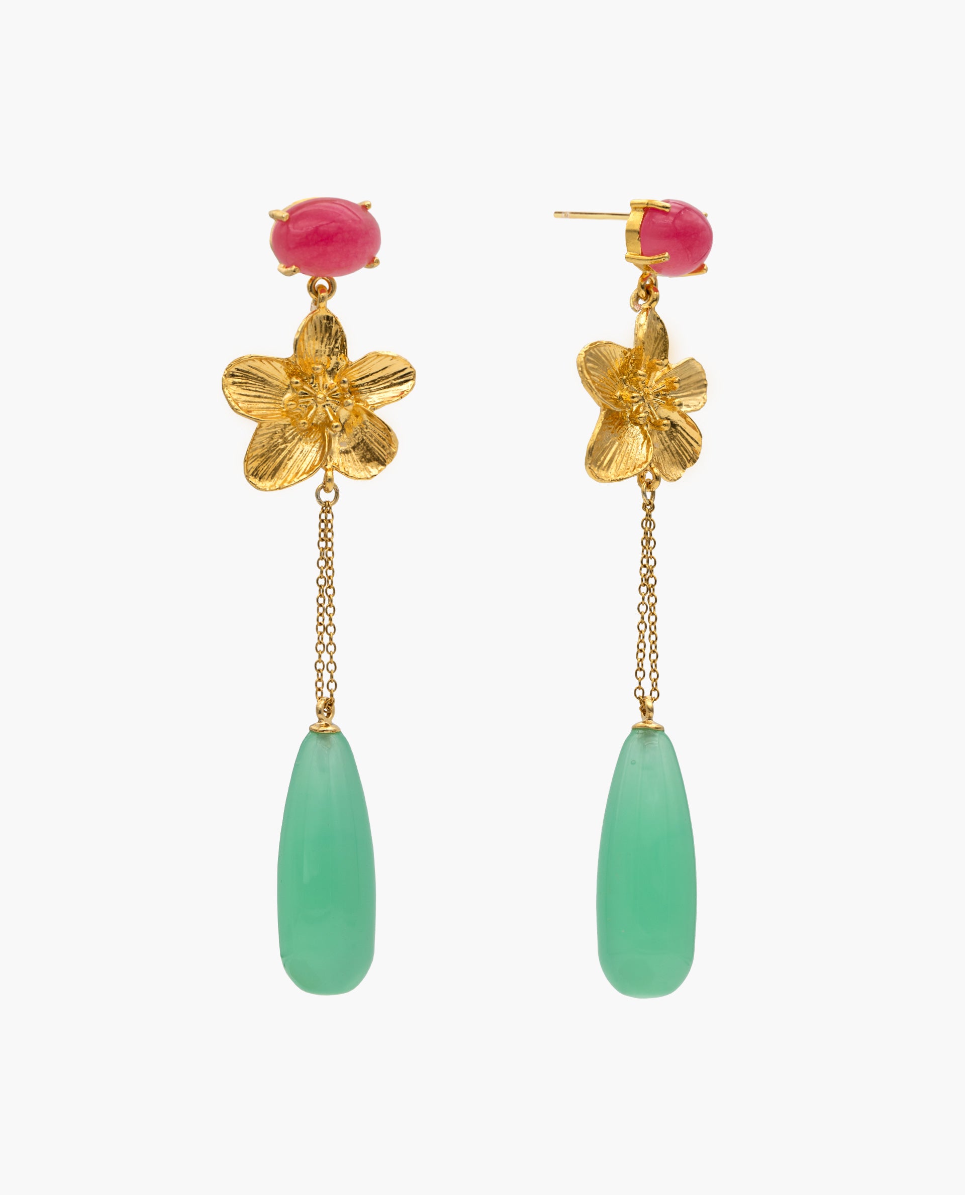 DAISY TEAR WATERMELON EARRINGS - GOLD PLATED