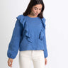 BLUSA TAKE A BREAK | Blusa Azul Romántica con Volantes para Mujer | THE-ARE