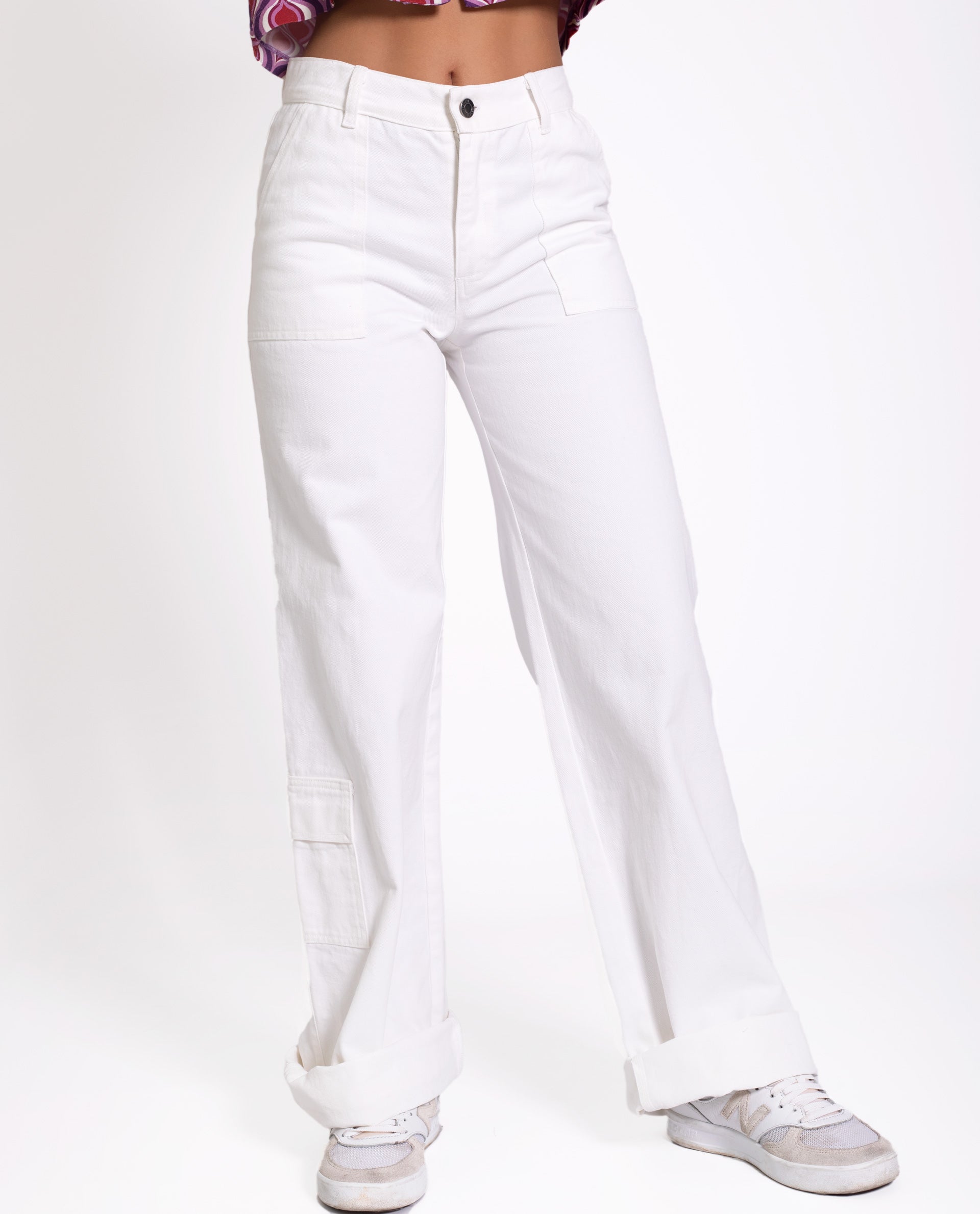 PANTALÓN SPOTTED  | Pantalón de Cargo de Mujer Blanco | Colección Casual THE-ARE