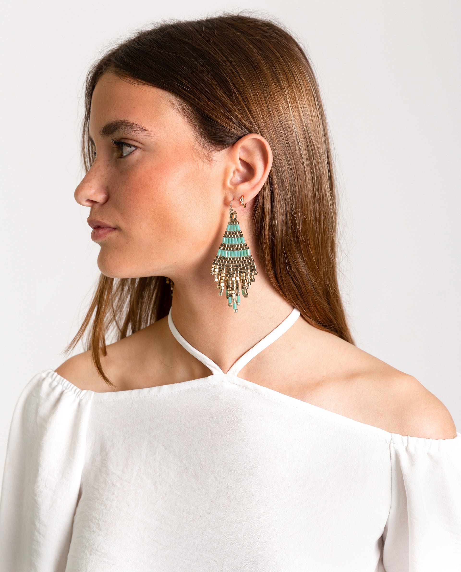 ALEXANDRIA EARRINGS - GOLD AND BLUE