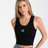 TANK TOP CLASSIC | Tank Top Negro de Mujer con Logo Metalizado | THE-ARE